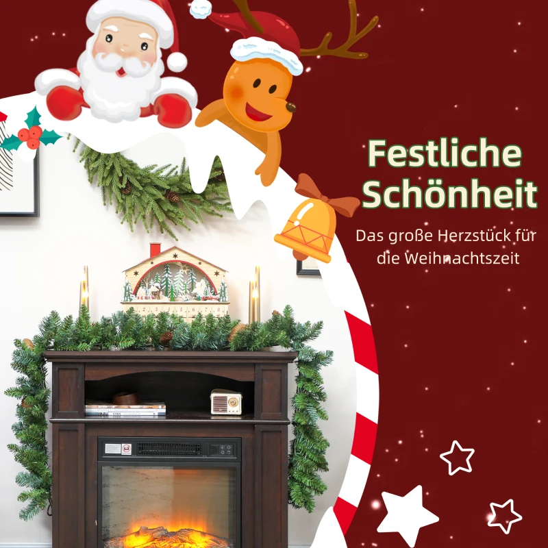 HOMCOM 1,8 m kunstmatige kerstguirlande bloemendecoratie met 162 takjes 8 dennenappels groen