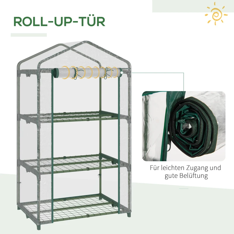 Outsunny Kas met Planken, Winterbestendige Foliekas voor Balkon 69 x 49 x 125 cm Transparant