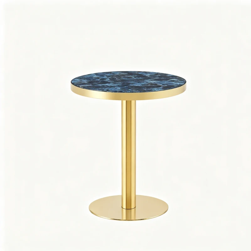 Table d'appoint ronde, plateau anti-rayures facile à nettoyer, 60x60x74 cm, Bleu
