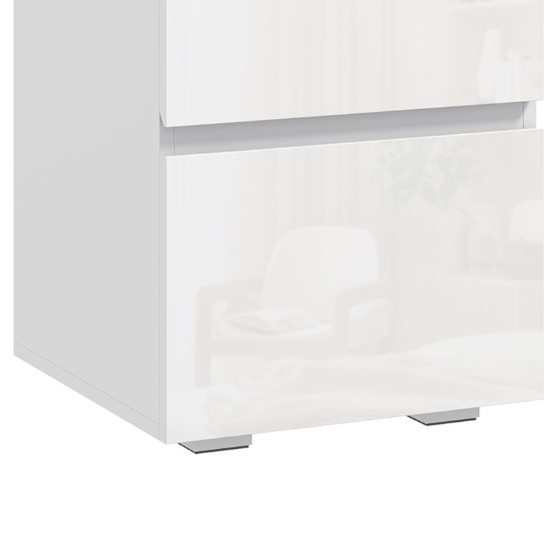 HOMCOM Lot de 2 Tables de Chevet, Tables d'Appoint avec 2 Tiroirs, Façades à Haute Brillance, Plateau Large, 40x40x58cm, Blanc