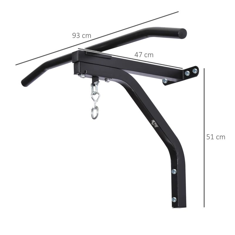HOMCOM Staffa di supporto per sacco da boxe con barra per trazioni, 93x47x51cm, Nero