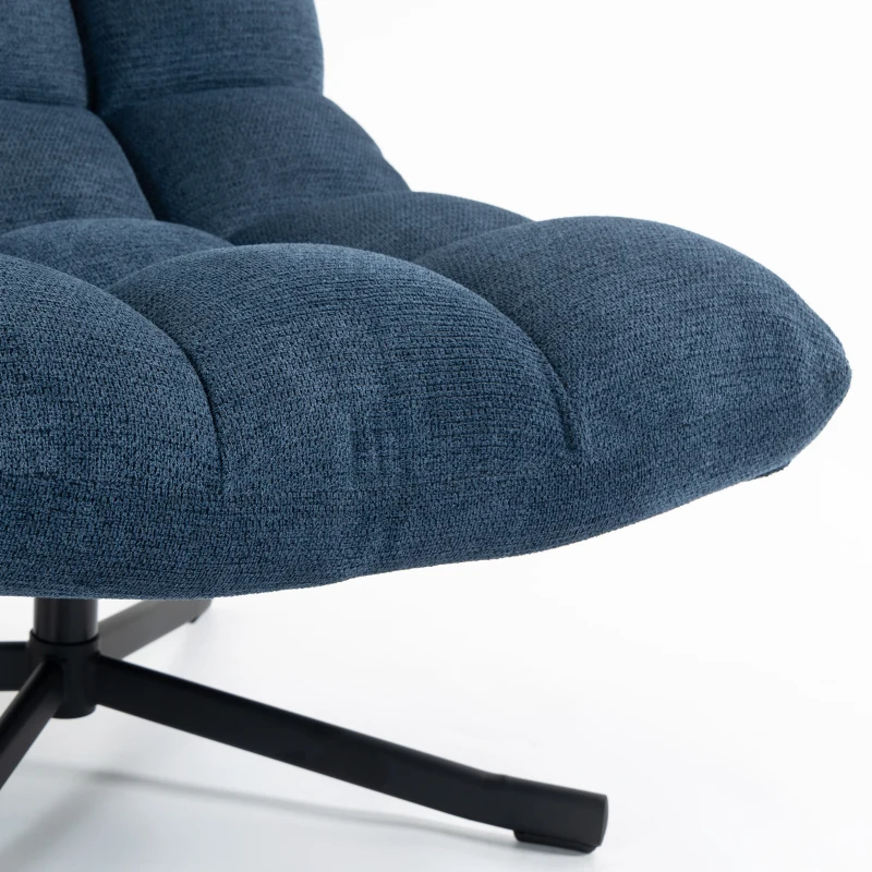 HOMCOM Draaibare Accentstoel, moderne loungefauteuil zonder armleuningen met stalen poten, donkerblauw