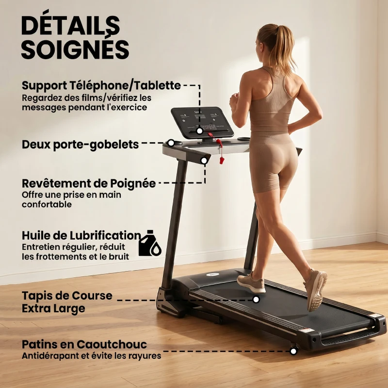 HOMCOM Tapis Roulant Elettrico Pieghevole 1-12km/h, Tapis Roulant Salvaspazio con 12 Programmi Preimpostati, Display LCD e Supporto per Tablet, per Camminata e Corsa, Compatto per Casa e Ufficio, Nero