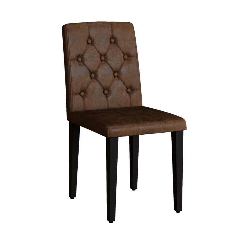 Lot de 4 chaises de salle à manger, style luxe européen, patins antidérapants et silencieux, 42x46x89 cm, Brun+Noir