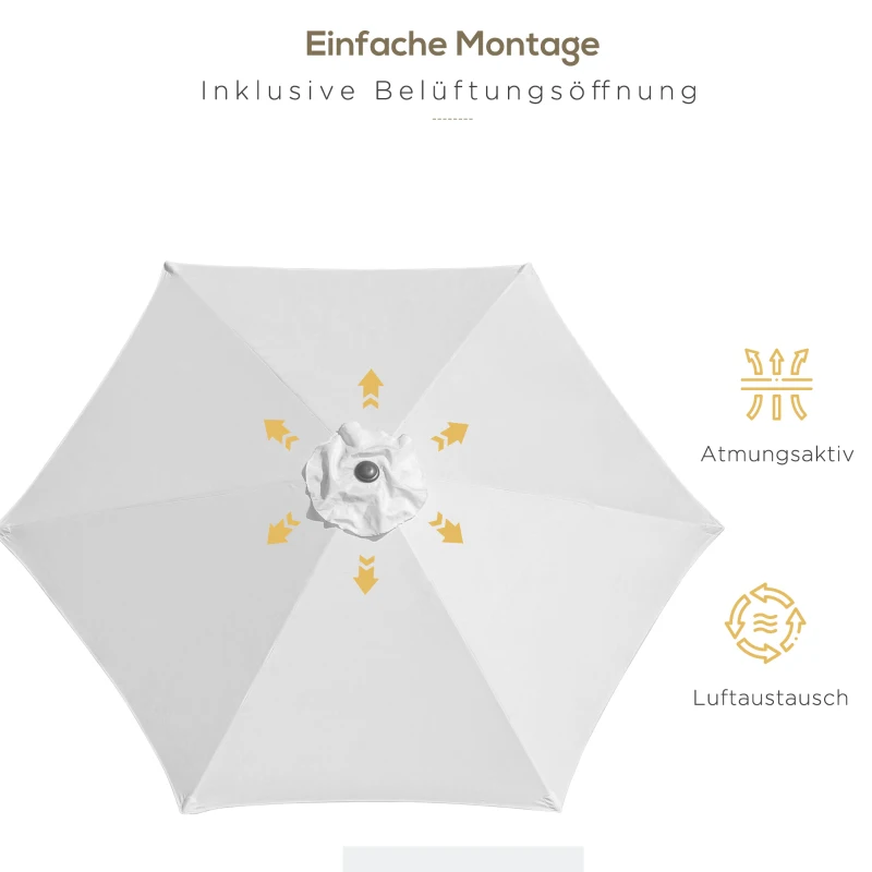 Outsunny Knikparasol zonnescherm tuinscherm strandparasol met handkruk aluminium 3 kleuren