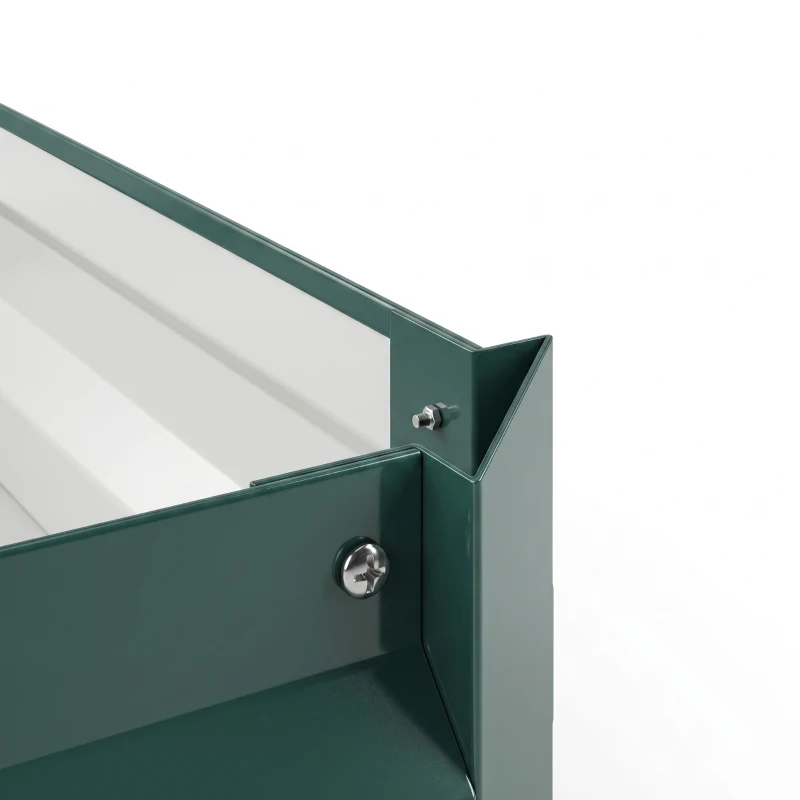 Outsunny Stalen verhoogde plantenbak, open bodem, eenvoudige montage, 95L x 90,5B x 29,8H cm, Groen