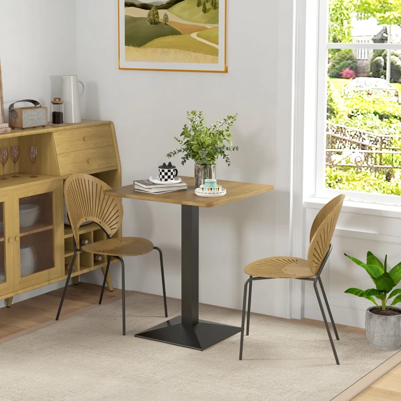 HOMCOM Eettafel Vierkante keukentafel voor 2 personen Eettafel met houtlook en stalen basis 70 x 70 x 75 cm Donkerbruin