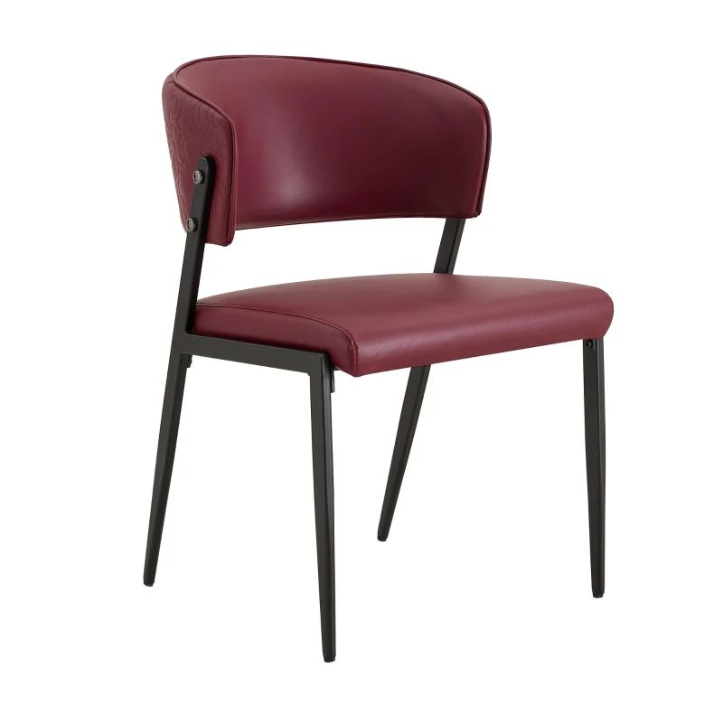 Chaise de salle à manger moderne rembourrée, design épuré, dossier ergonomique, 51x49x78 cm, Rouge