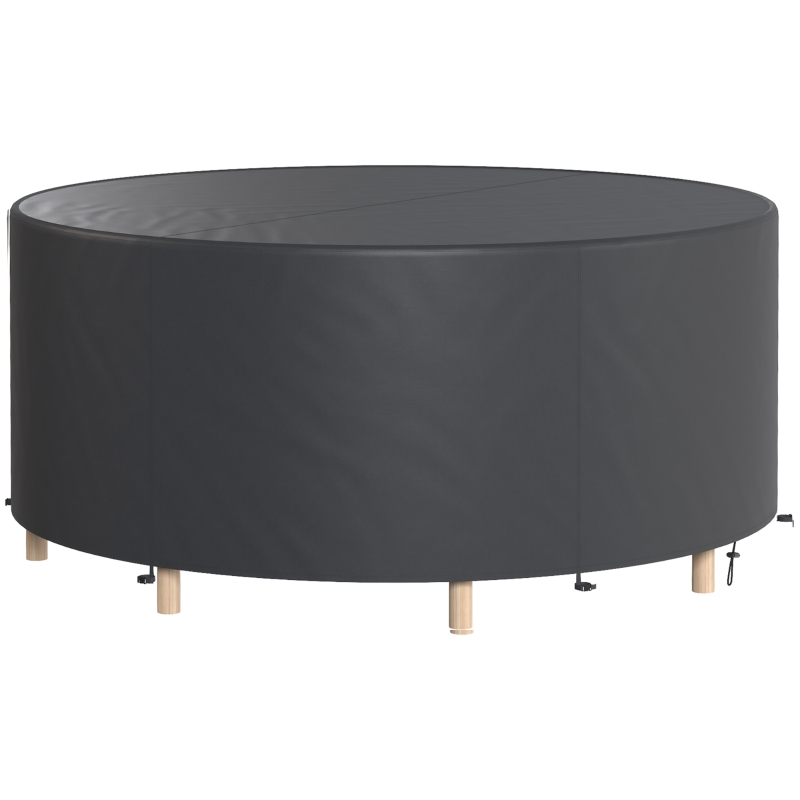 Outsunny Housse de mobilier de jardin imperméable pour table ronde, tissu Oxford 420D pour jardin extérieur, Ø200 x 80 cm, noir