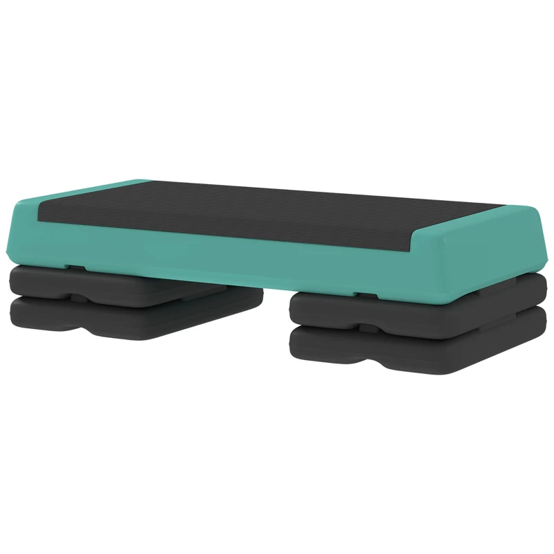 SPORTNOW Step de Aeróbic Step para Fitness Antideslizante Altura Regulable 3 Niveles 77x36x20,5cm Verde y Negro