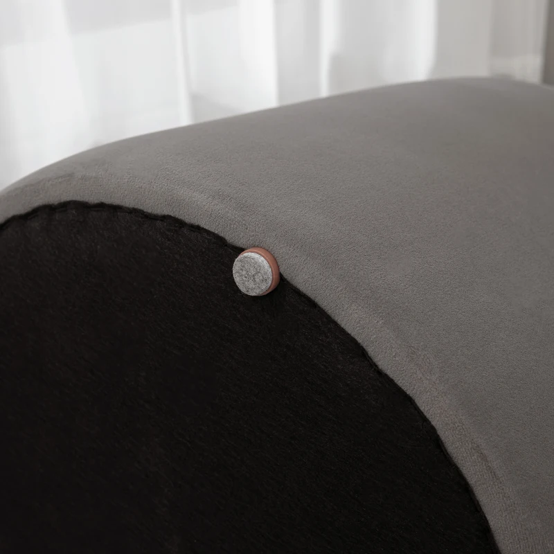 HOMCOM 2-in-1 Pouf in fluweellook met opbergruimte en afneembare deksel Φ44 cm x 47,5 cm Donkergrijs