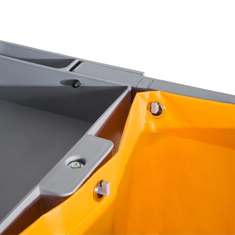 HOMCOM Carro de Limpieza con Bolsa 100L Profesional y Multifuncional para Colectividades Hotel Hostal con 3 Bandejas y 1 Plataforma 121x50,5x96,5 cm Gris y Amarillo