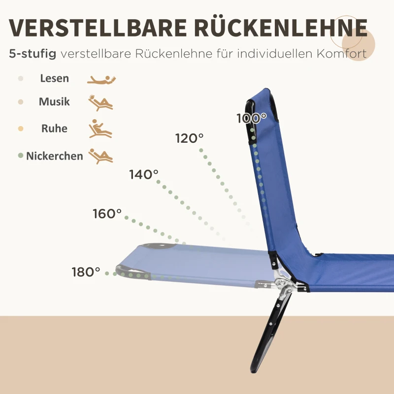 Outsunny 2er Set Sonnenliege klappbar Gartenliege mit 5-Fach höhenverstellbarer Rückenlehne bis 120kg belastbar