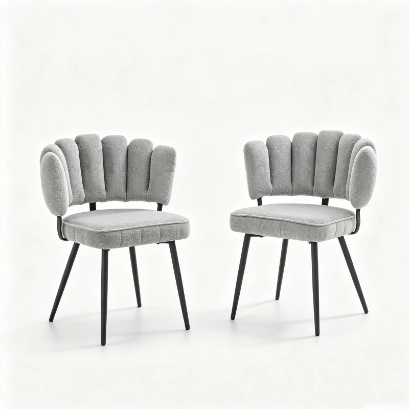 Lot de 2 chaises de salle à manger, mousse haute densité, patins antidérapants, 60x48x80 cm, Noir+Gris clair