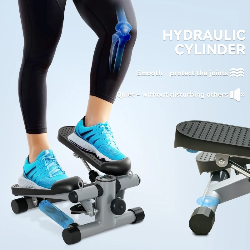 SPORTNOW Mini Stepper, Compact Step Machine Exerciser for Home Workouts, with Resistance Bands, LCD Monitor, Non-Slip Pedals