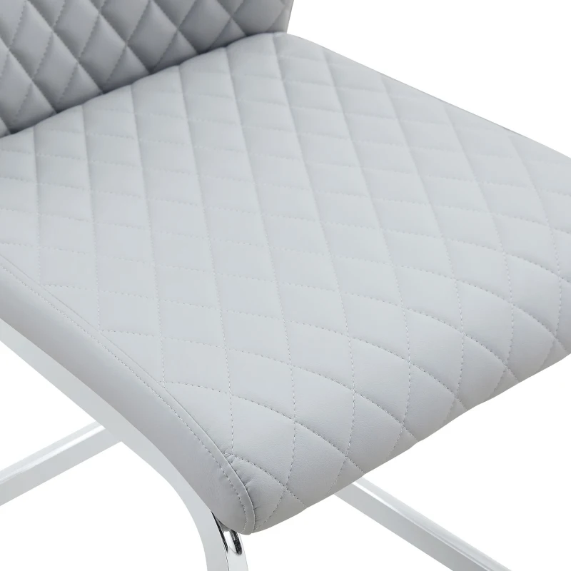 Chaise de salle à manger matelassée motif losange, dossier haut ergonomique, lot de 2, 43x63x100 cm, Argenté