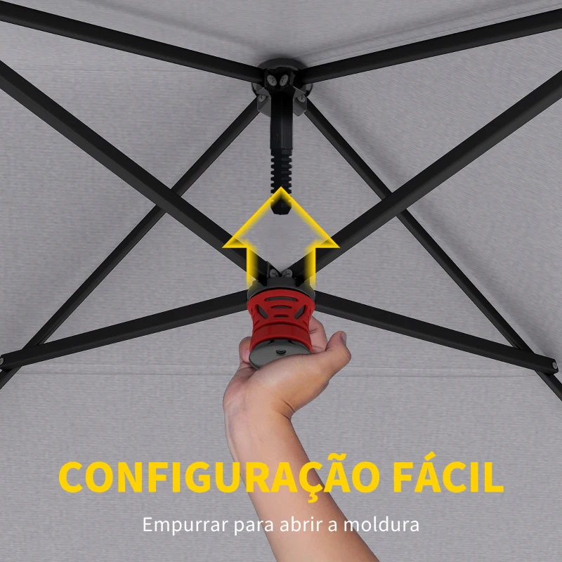 Outsunny Tenda Dobrável 6x3 m Pop-up Altura Ajustável 3 Níveis UPF50+ Fecho Central Sacos de Areia Bolsa com Rodas Prateado