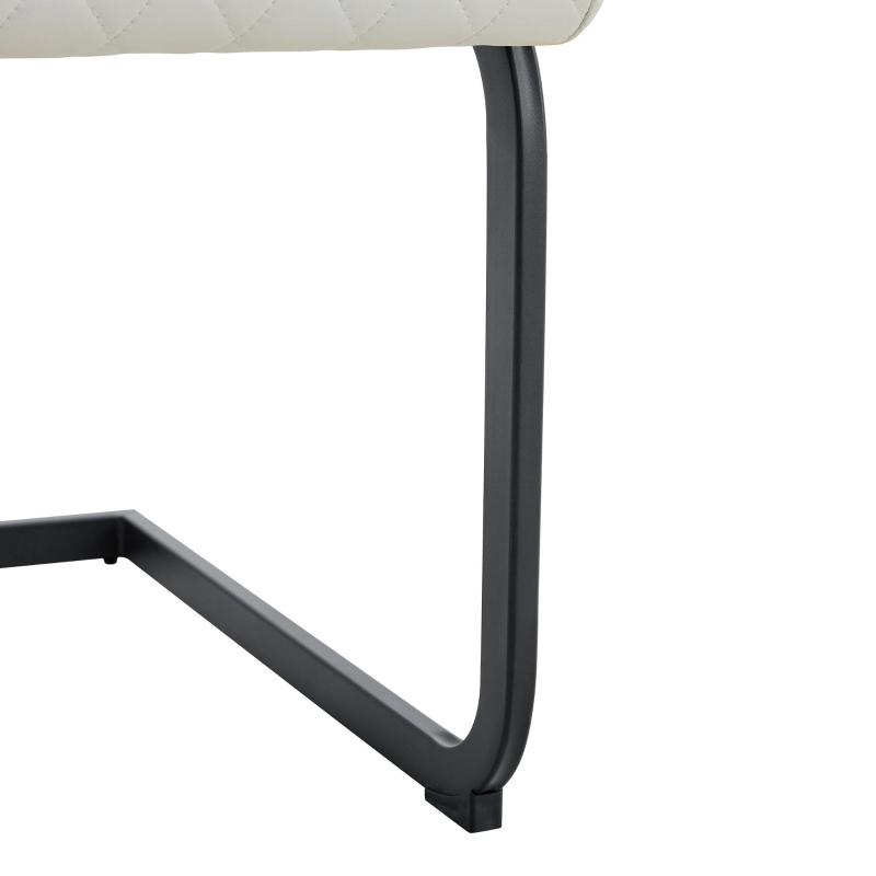 Chaise de salle à manger matelassée motif losange, dossier haut ergonomique, lot de 2, 43x63x100 cm, Blanc+Noir