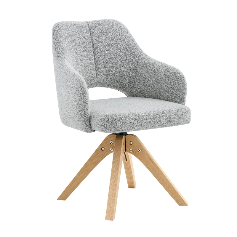 Lot de 2 chaises pivotantes style rétro luxe léger, revêtement en tissu structuré, 45x48x85 cm, Couleur naturelle