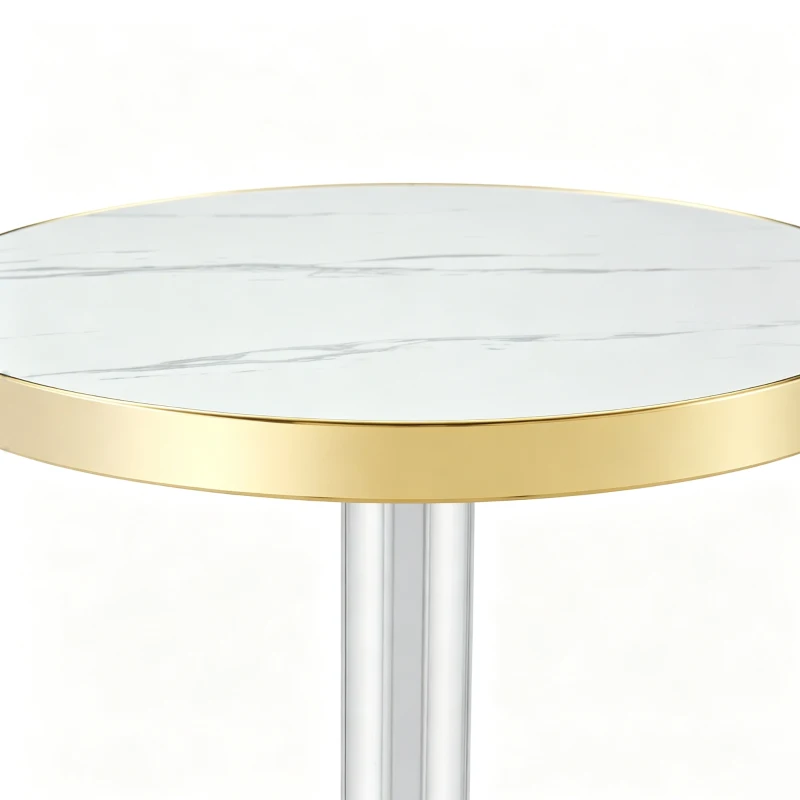 Table d'appoint ronde, plateau anti-rayures facile à nettoyer, 60x60x74 cm, Blanc