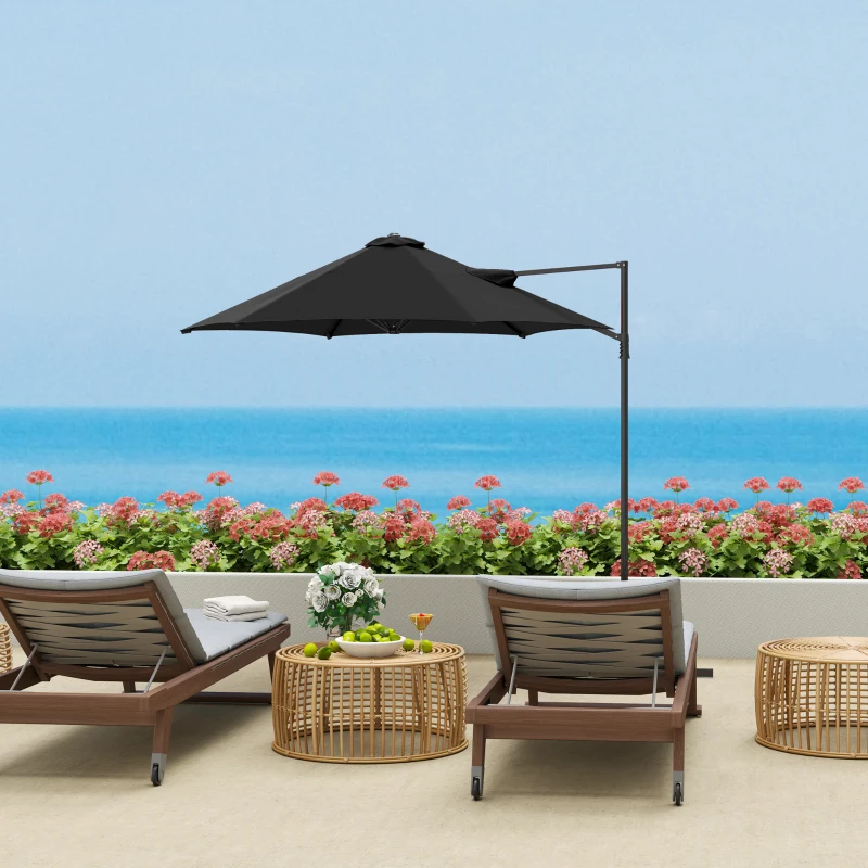 Outsunny 2.5m Rotating Cantilever Parasol - Black