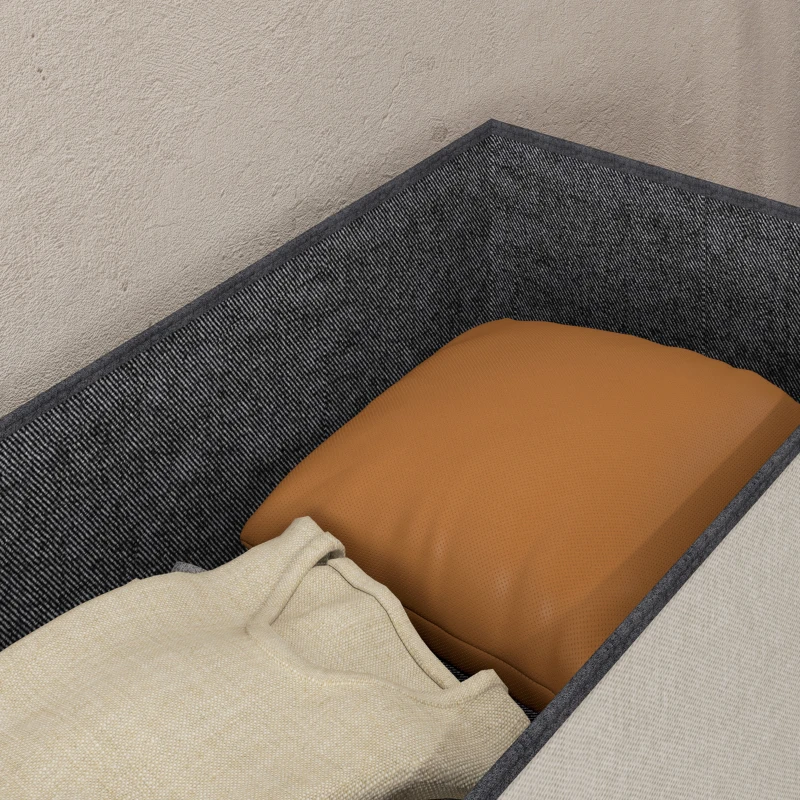 HOMCOM Banco com Armazenamento 84 L Banco de Arrumação Dobrável 76x38x38 cm Estofado em Linho Sintético Creme