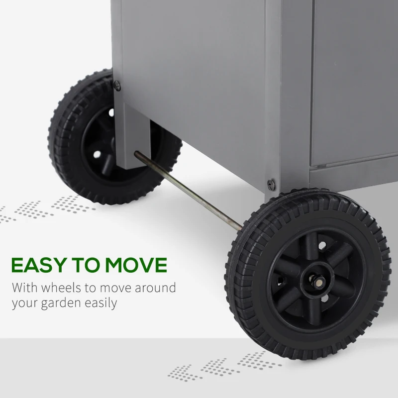 Outsunny 4+1 Burner Gas BBQ Grill, Outdoor Barbecue Trolley with Wheels, Warming Rack, Side Shelves, Cabinet, Thermometer for Garden, Party, Camping, 125W x 51D x 100Hcm, Grey