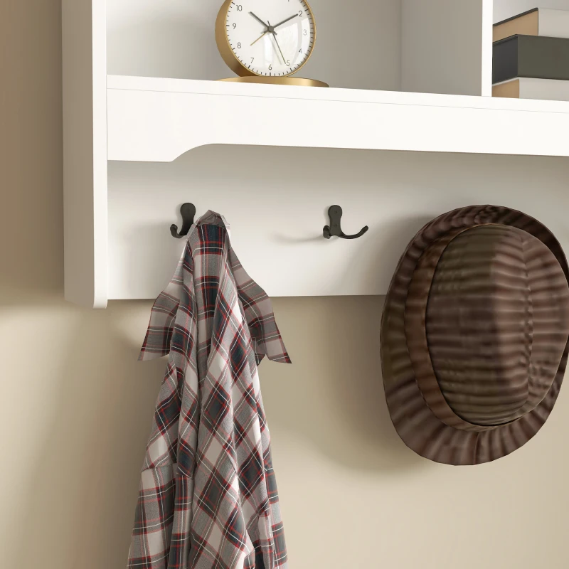 HOMCOM Mobilier cu Cuier de Perete și Bancă pentru Pantofi pentru Hol și Coridor, 80x20x40 cm, Alb(m-8)