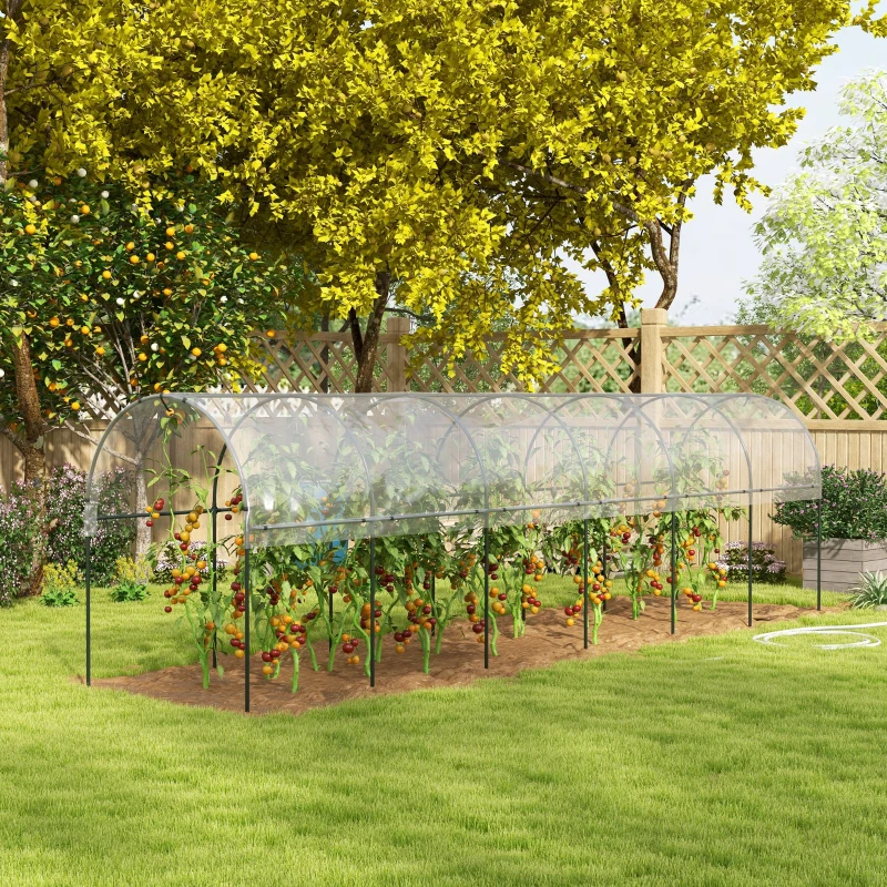 Outsunny Serre de jardin serre à tomates 7 arceaux en acier bâche en plastique 6 x 1,23 x 1,71 m vert