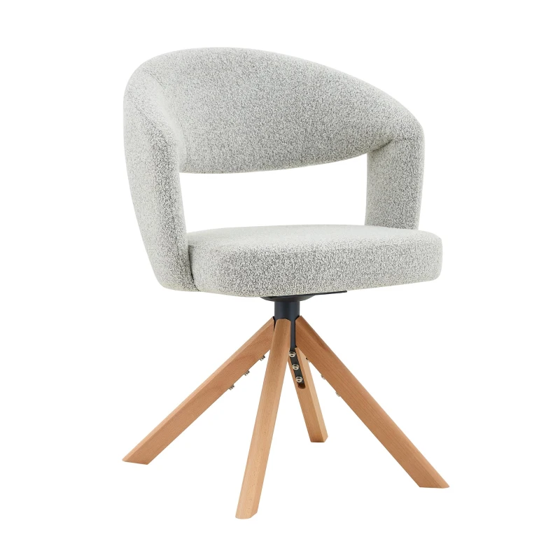 Lot de 2 chaises pivotantes rétro-luxe, patins feutre antidérapants, rotation 360° silencieuse, 47x47.5x81.5 cm, Couleur naturelle