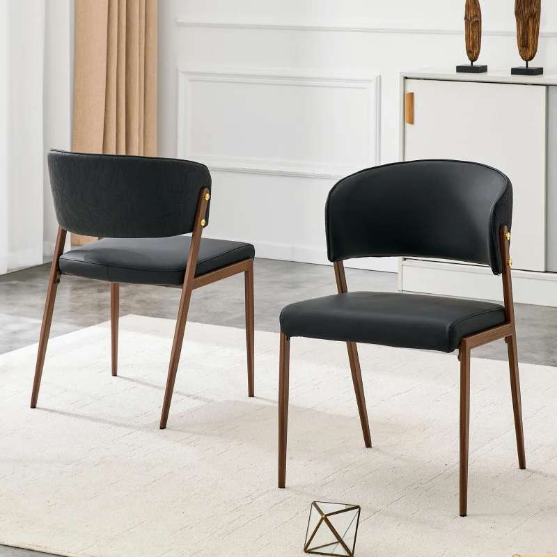 Chaise de salle à manger moderne rembourrée, design épuré, dossier ergonomique, 51x49x78 cm, Noir
