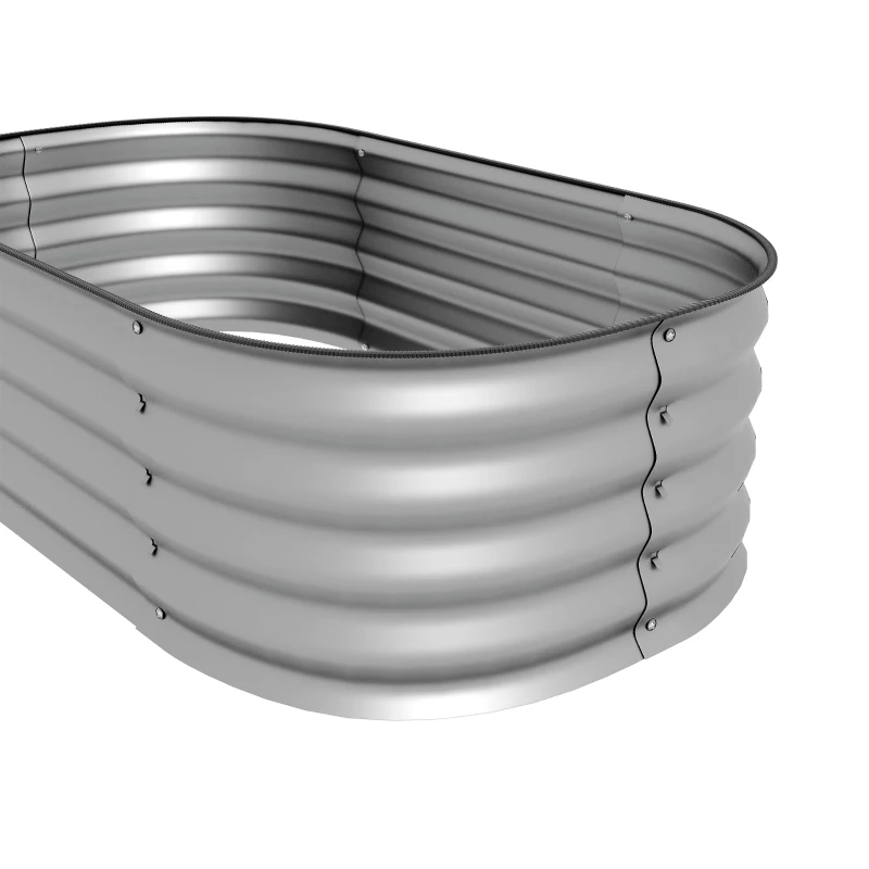 Outsunny Houten plantenbak, modulair verhoogd bed, beschermde randen, bodemloos ontwerp, 105 x 62 x 30 cm, zilver
