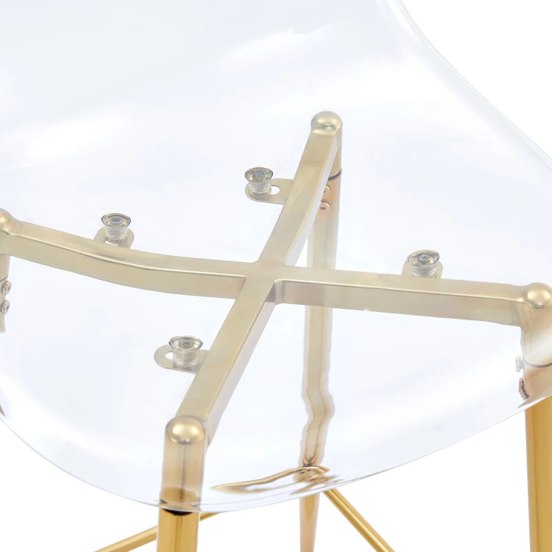 Lot de 4 tabourets de bar transparents, design moderne et aérien, 51x45x102 cm, Doré