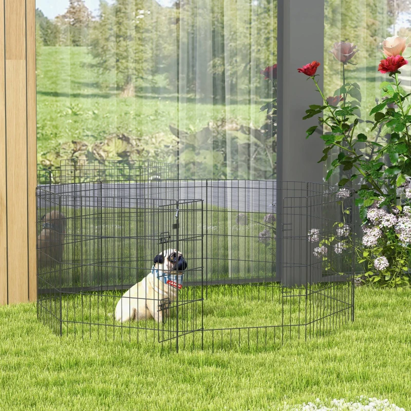 PawHut 8 Panel DIY Dog Pen with Door, for Dogs, Small Animals, Indoor/Outdoor Use, 76cm High