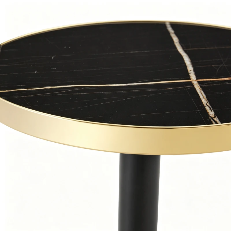 Table d'appoint ronde, plateau anti-rayures facile à nettoyer, 60x60x74 cm, Noir