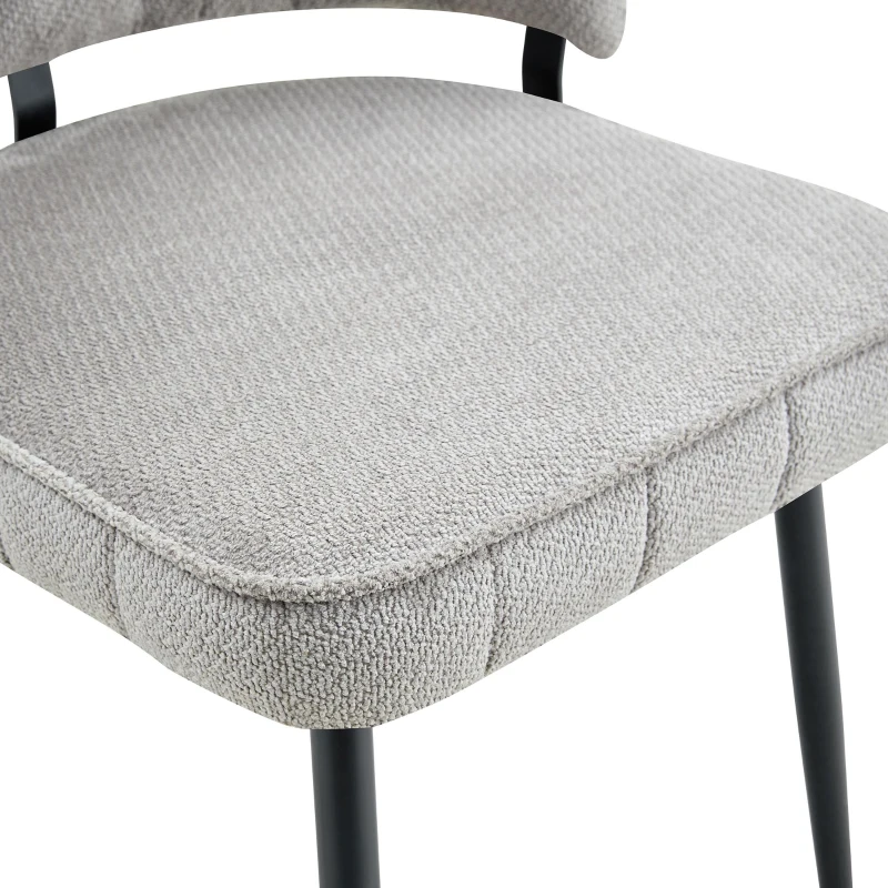 Lot de 2 chaises de salle à manger, mousse haute densité, patins antidérapants, 60x46x80 cm, Gris clair