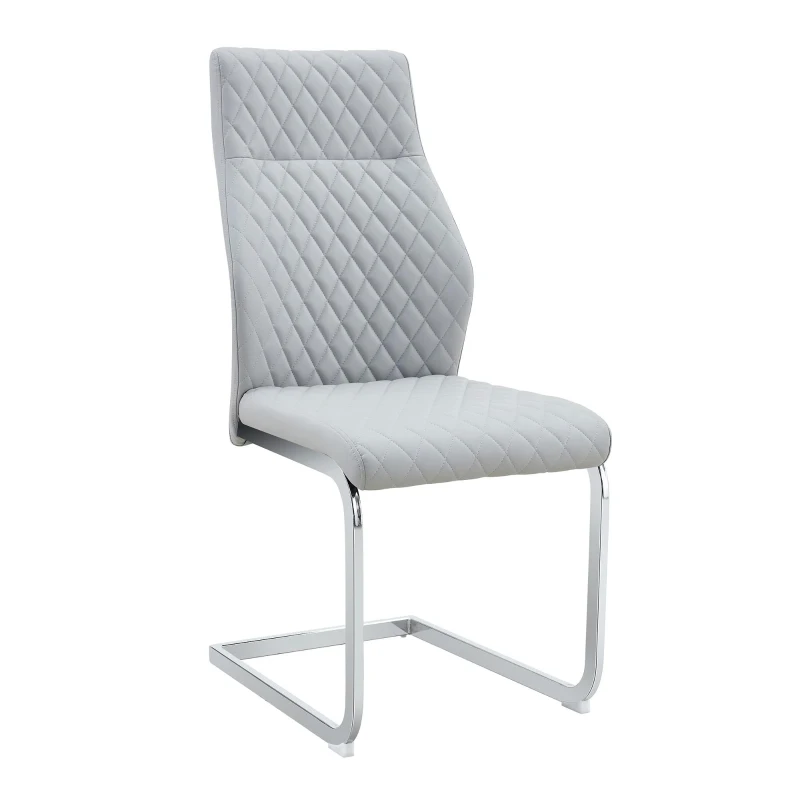 Chaise de salle à manger matelassée motif losange, dossier haut ergonomique, lot de 2, 43x63x100 cm, Argenté