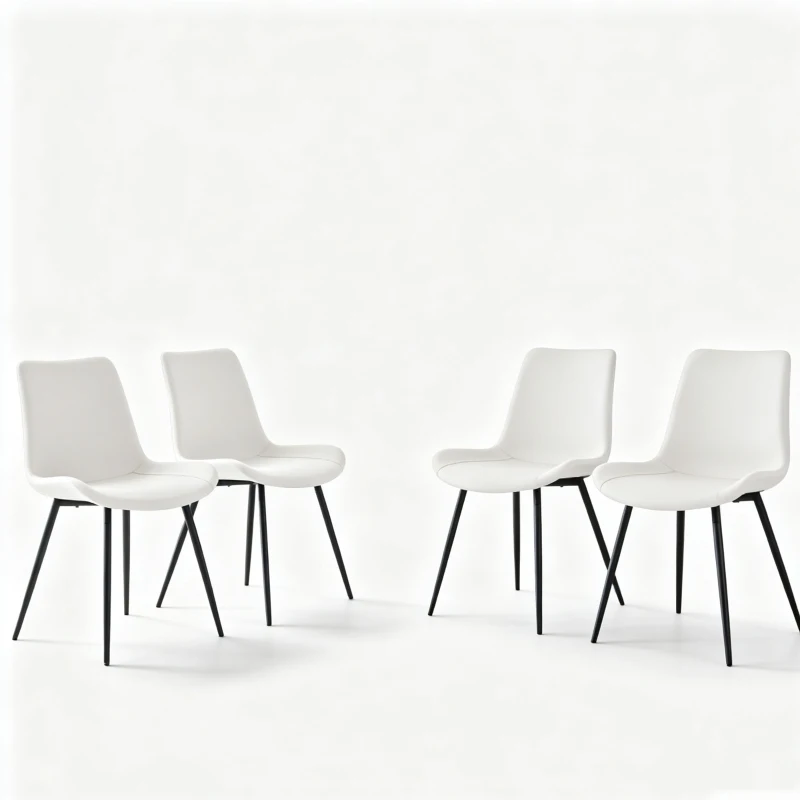 Lot de 4 chaises de salle à manger en similicuir, design moderne, embouts antidérapants, 50x47x83 cm, Blanc+Noir