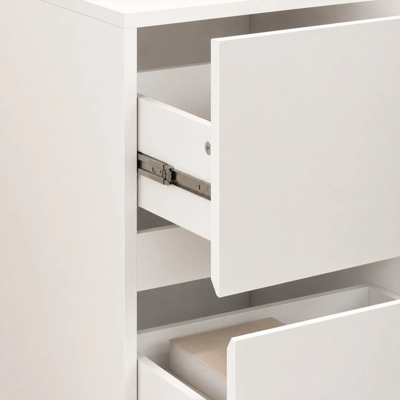 HOMCOM Lot de 2 Tables de Chevet, Tables d'Appoint avec 2 Tiroirs, Façades à Haute Brillance, Plateau Large, 40x40x58cm, Blanc
