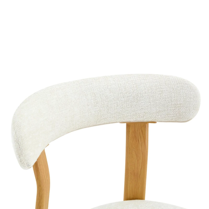 Lot de 2 chaises rembourrées, revêtement bouclé sherpa respirant, design moderne, 55,5x44x79 cm, Blanc