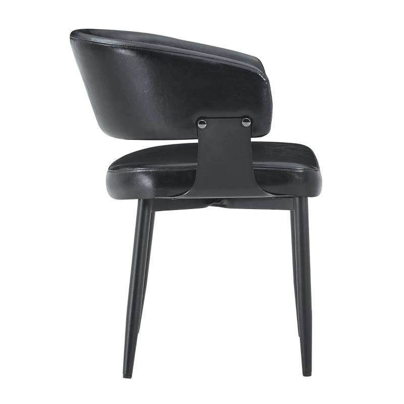 Lot de 2 chaises de salle à manger style mid-century, design tonneau, haute densité ergonomique, 46.5x48x77.3 cm, Noir