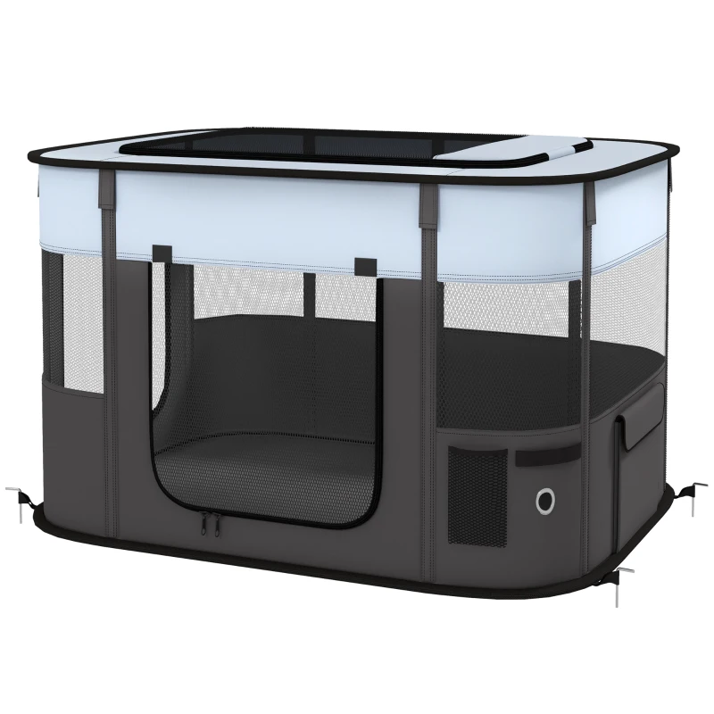 PawHut Parc enclos pliable pour chien chat petits animaux en tissu Oxford avec rangement 94 x 74 x 60 cm gris et noir