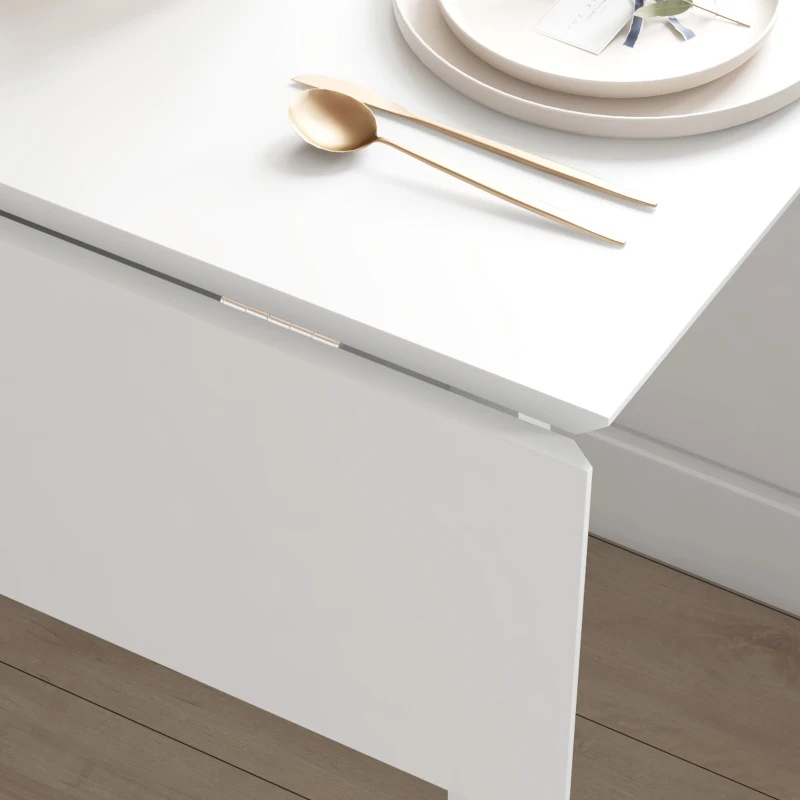 HOMCOM Eettafel Klaptafel Keukentafel, 2 neerklapbare vlakken, 110 x 86 x 75 cm, Wit(m-9)