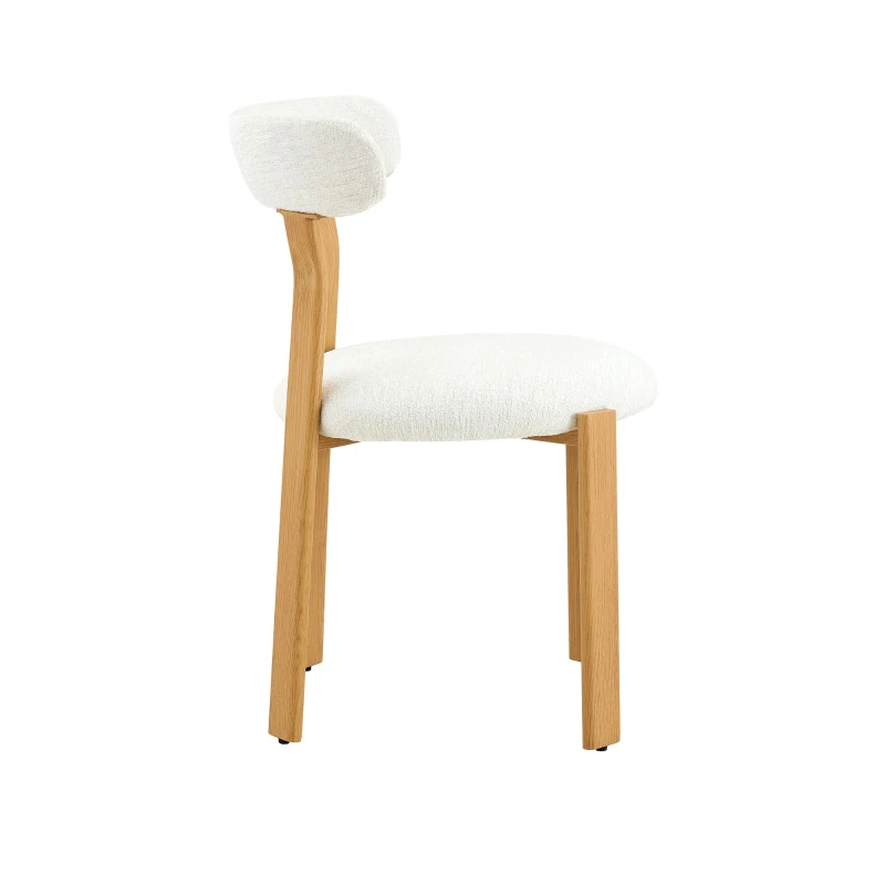 Lot de 2 chaises rembourrées, revêtement bouclé sherpa respirant, design moderne, 55,5x44x79 cm, Blanc
