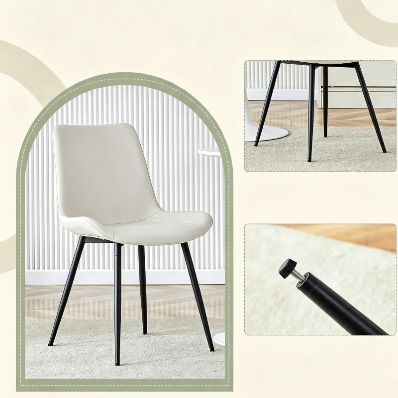 Lot de 4 chaises de salle à manger en similicuir, design moderne, embouts antidérapants, 50x47x83 cm, Blanc+Noir