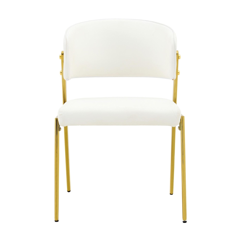 Chaise de salle à manger moderne rembourrée, design épuré, dossier ergonomique, 51x49x78 cm, Blanc