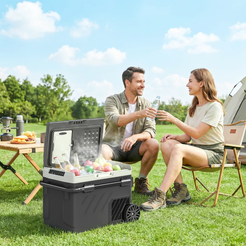 Outsunny Glacière Électrique Voiture 40L à Double Zone, Refroidissement Puissant & Mode ECO, -20℃ à 20℃, 69,2x45,3x51,5cm, Noir