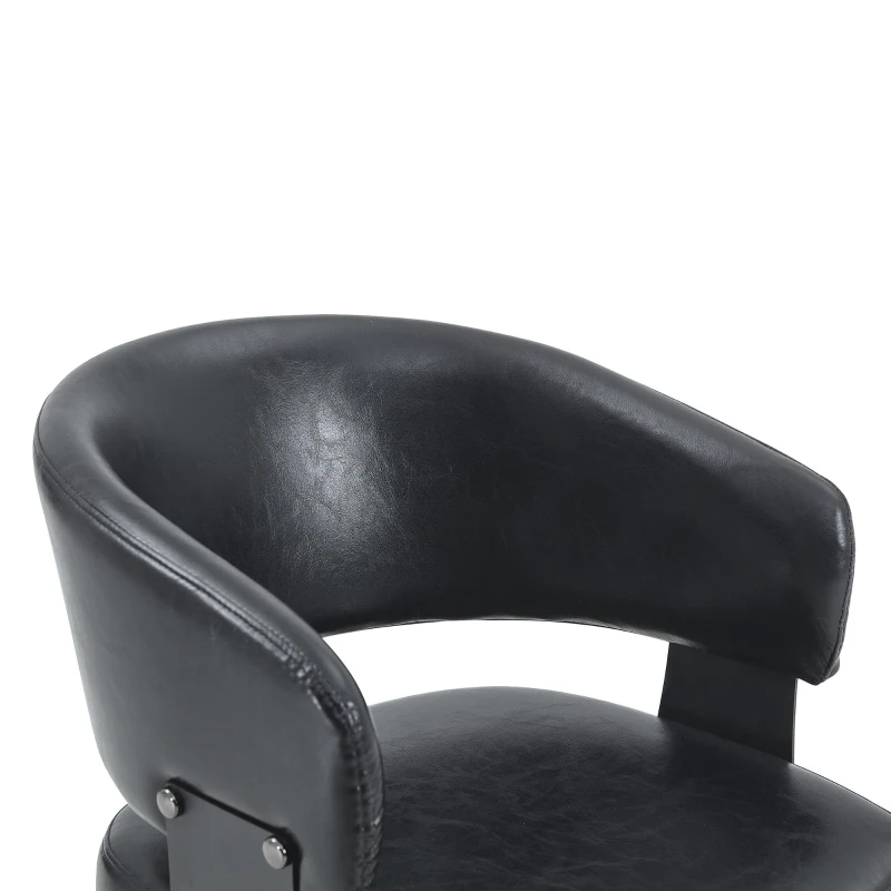 Lot de 2 chaises de salle à manger style mid-century, design tonneau, haute densité ergonomique, 46.5x48x77.3 cm, Noir