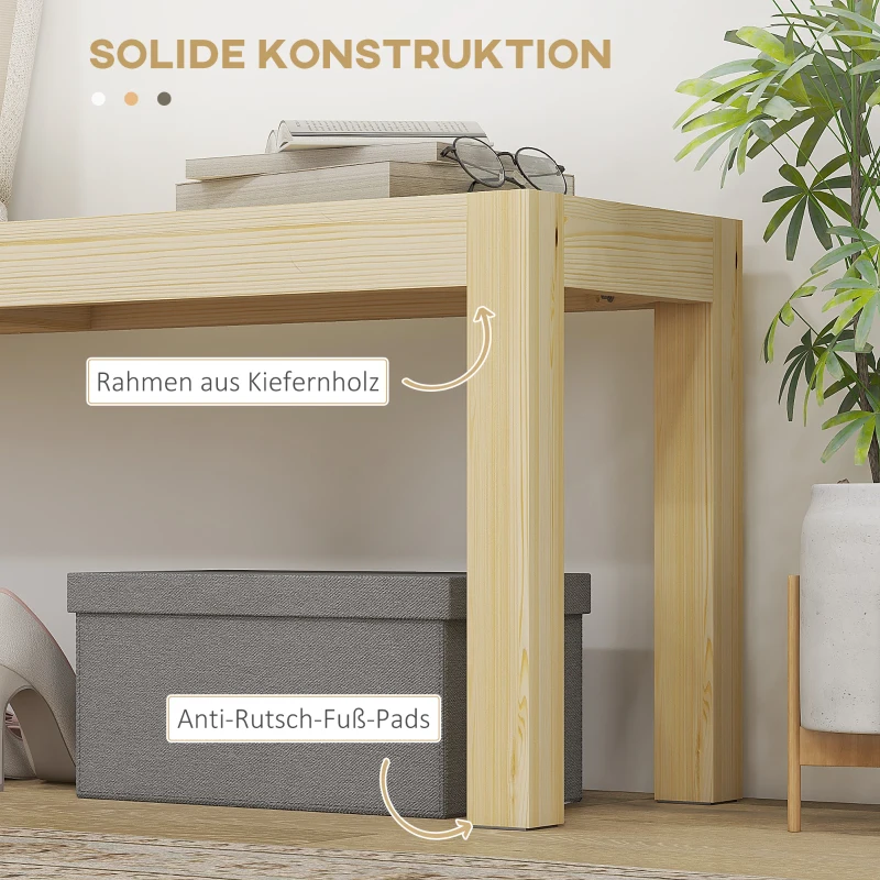 HOMCOM Houten Zitbank Keukenbank, Massief Hout, 3-Zitsbank, 120 cm x 33 cm x 45 cm, Natuurlijk