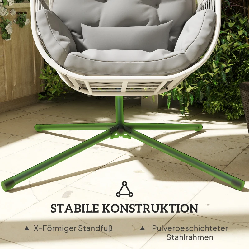 Outsunny Hangstoel met Frame, Eivormige Hangschommel met Zacht, Diep Kussen, Zitkussens Lichtgrijs